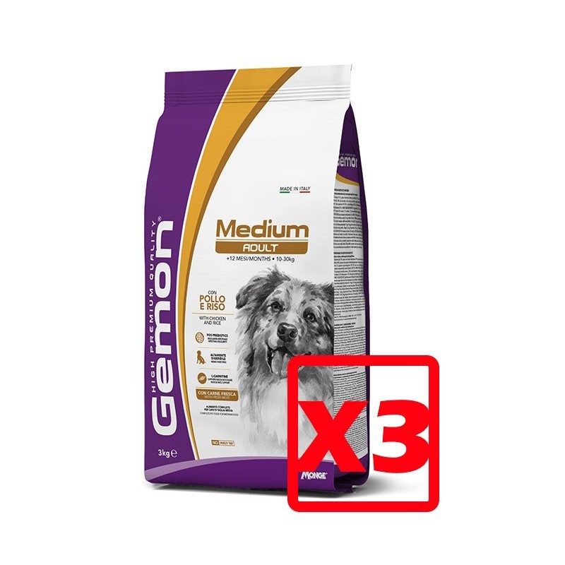 MONGE GEMON MEDIUM ADULT POLLO KG.15 *acquisto minimo 3 sacchi*prezzo riferito alla singola confezione*