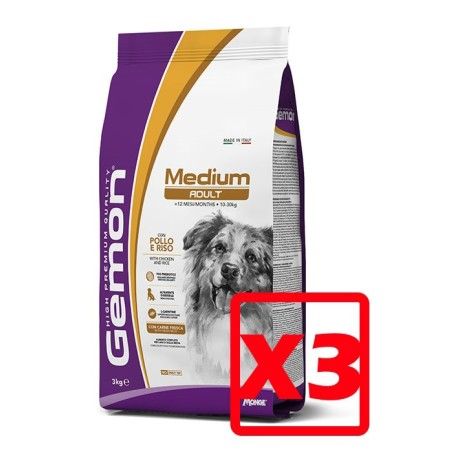 MONGE GEMON MEDIUM ADULT POLLO KG.15 *acquisto minimo 3 sacchi*prezzo riferito alla singola confezione*