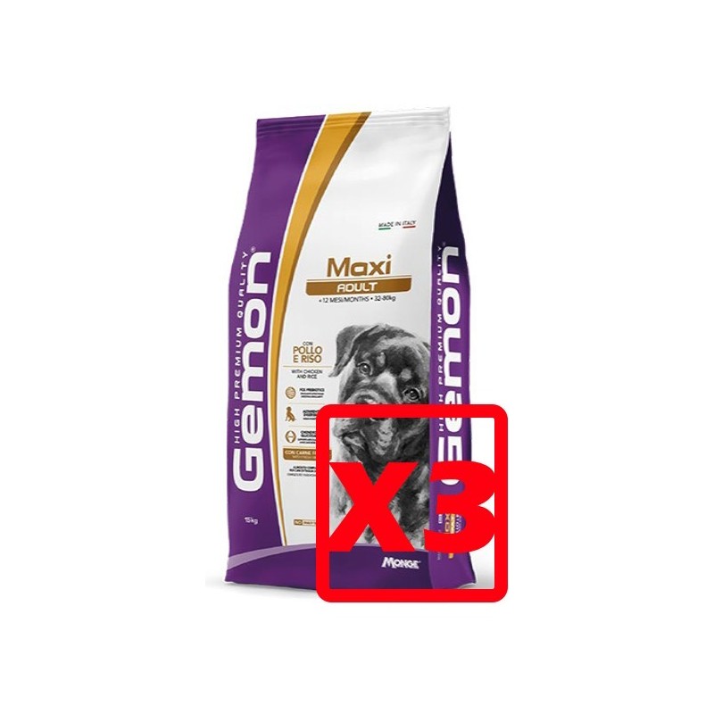 MONGE GEMON MAXI ADULT POLLO E RISO KG.15 *acquisto minimo 3 sacchi*prezzo riferito alla singola confezione*
