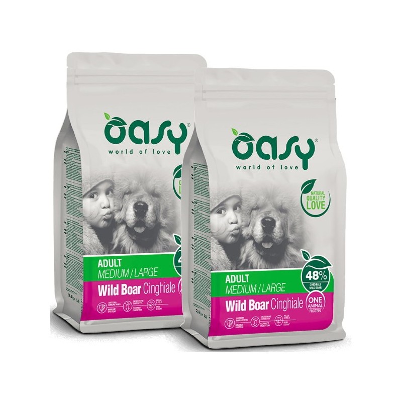 OASY DOG ADULT M-L CINGHIALE MONOPROTEICO KG.12 **acquisto minimo 2 sacchi*prezzo riferito alla singola confezione*