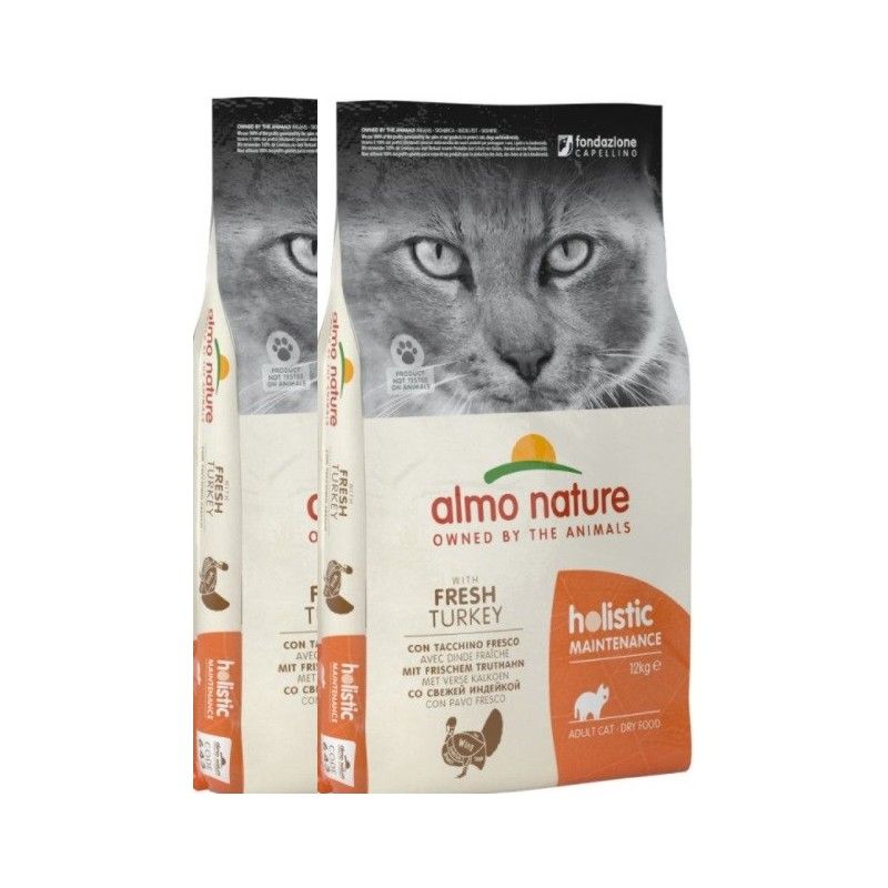 ALMO NATURE HOLISTIC ADULT GATTO KG.12 TACCHINO *acquisto minimo 2 sacchi*prezzo riferito alla singola confezione*