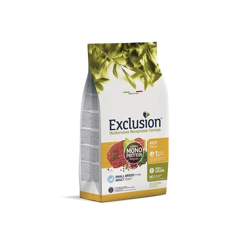 EXCLUSION MEDITERRANEO MONOPROTEIN ADULT SMALL MANZO KG.2