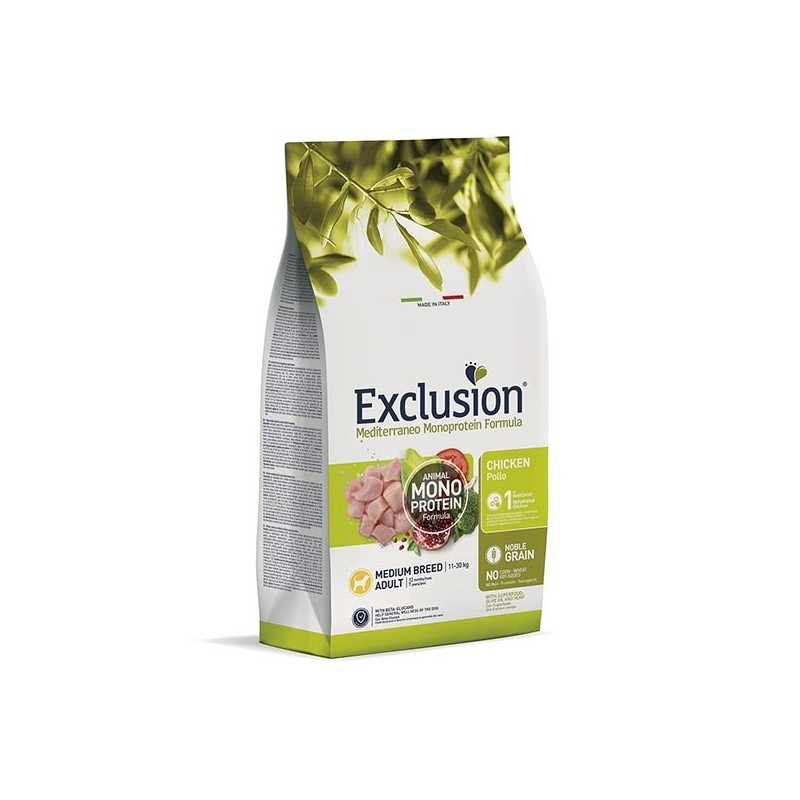 EXCLUSION MEDITERRANEO MONOPROTEIN ADULT MEDIO POLLO KG.12 
