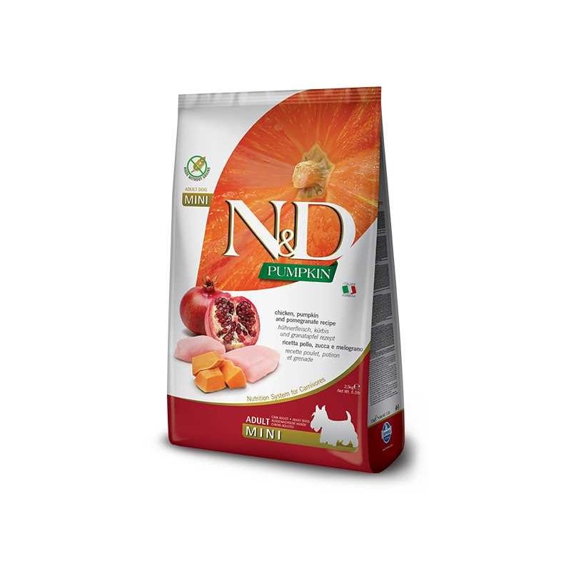 N&D PUMPKIN ADULT MINI POLLO E MELOGRANO 2.5 KG