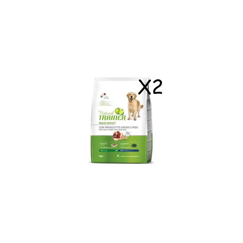 TRAINER DOG NATURAL ADULT MAXI PROSCIUTTO KG 12 *acquisto minimo 2 sacchi*prezzo riferito alla singola confezione*
