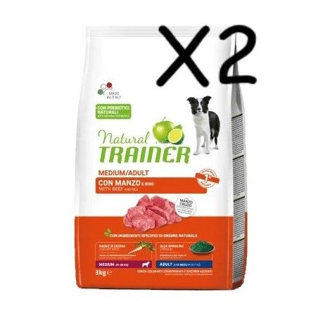 TRAINER DOG NATURAL ADULT MEDIUM CON MANZO E RISO KG.12 *acquisto minimo 2 sacchi*prezzo riferito alla singola confezione*