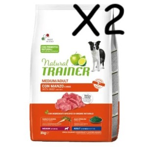 TRAINER DOG NATURAL ADULT MEDIUM CON MANZO E RISO KG.12 *acquisto minimo 2 sacchi*prezzo riferito alla singola confezione*