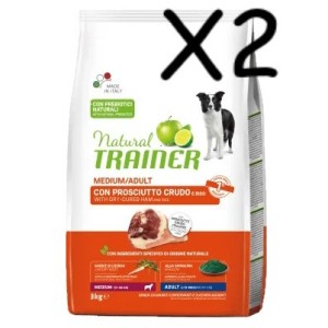 TRAINER DOG NATURAL ADULT MEDIUM CON PROSCIUTTO CRUDO E RISO KG 12 *acquisto minimo 2 sacchi*prezzo riferito alla singola confez