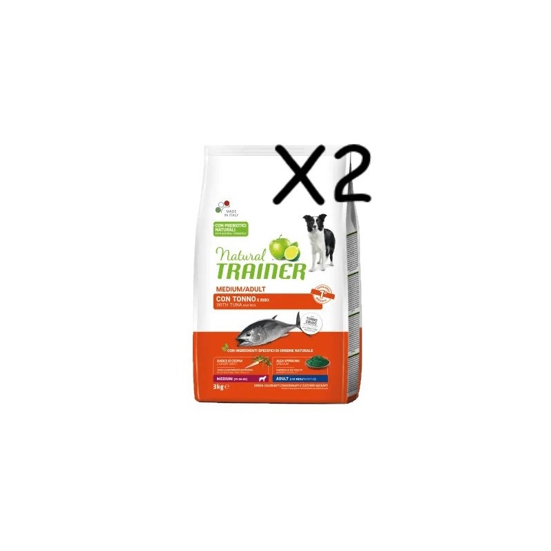 TRAINER DOG NATURAL ADULT MEDIUM TONNO E RISO KG 12 *acquisto minimo 2 sacchi*prezzo riferito alla singola confezione*