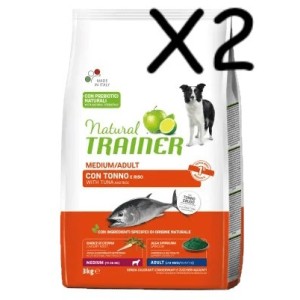 TRAINER DOG NATURAL ADULT MEDIUM TONNO E RISO KG 12 *acquisto minimo 2 sacchi*prezzo riferito alla singola confezione*