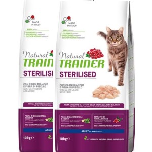 TRAINER FELINE STERILISED CARNI BIANCHE 10KG *acquisto minimo 2 sacchi*prezzo riferito alla singola confezione*