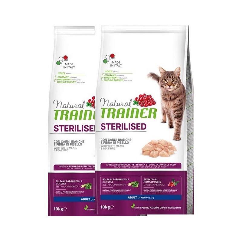 TRAINER FELINE STERILISED SALMONE 10KG *acquisto minimo 2 sacchi*prezzo riferito alla singola confezione*