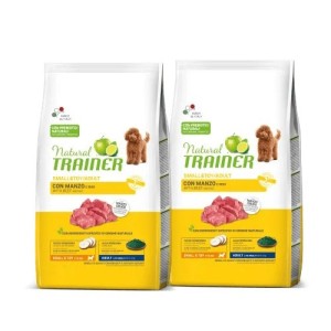 TRAINER NATURAL ADULT SMALL&TOY CON MANZO E RISO KG.7 *acquisto minimo 2 sacchi*prezzo riferito alla singola confezione*