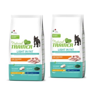 TRAINER NATURAL LIGHT IN FAT SMALL&TOY ADULT CON CARNI BIANCHE KG.7 *acquisto minimo 2 sacchi*prezzo riferito alla singola confe