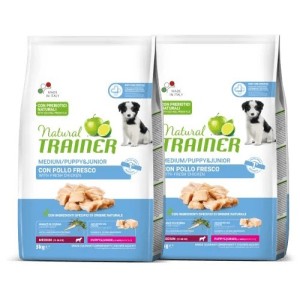 TRAINER DOG NATURAL PUPPY & JUNIOR MEDIUM CON POLLO FRESCO KG. 12 *acquisto minimo 2 sacchi*prezzo riferito alla singola confezi