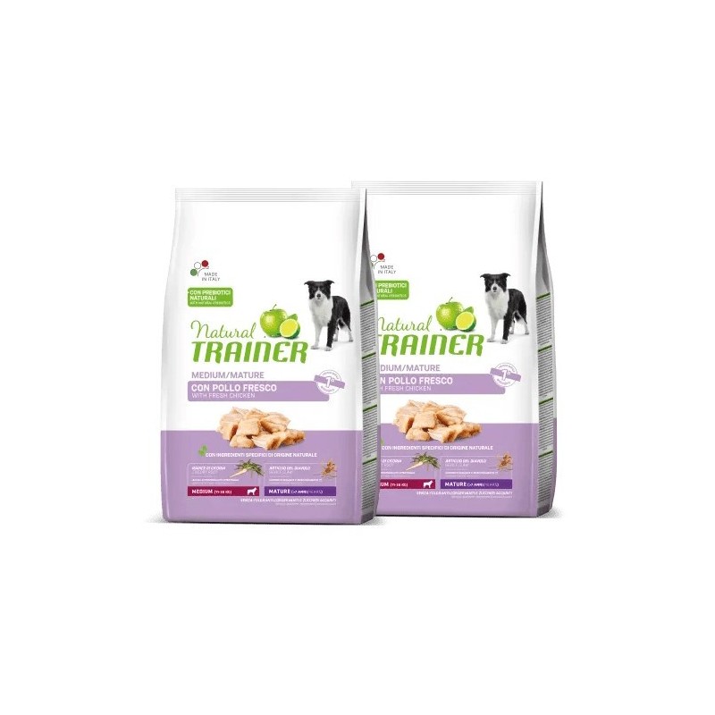 TRAINER DOG NATURAL MATURITY MEDIUM CON POLLO FRESCO KG 12 **acquisto minimo 2 sacchi*prezzo riferito alla singola confezione*
