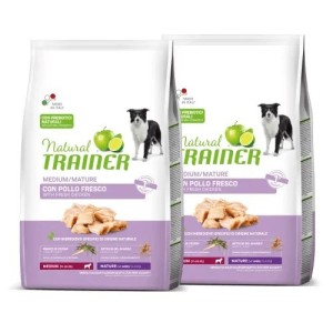 TRAINER DOG NATURAL MATURITY MEDIUM CON POLLO FRESCO KG 12 **acquisto minimo 2 sacchi*prezzo riferito alla singola confezione*