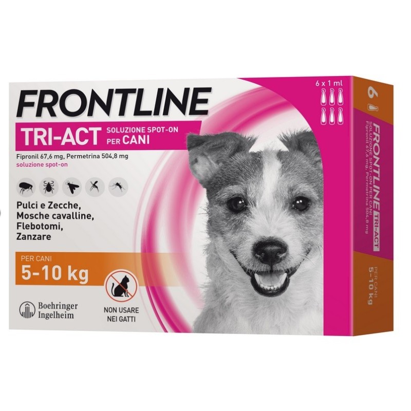 FRONTLINE TRI-ACT CANI 5-10 KG 6 PIPETTE**spedizione gratis**