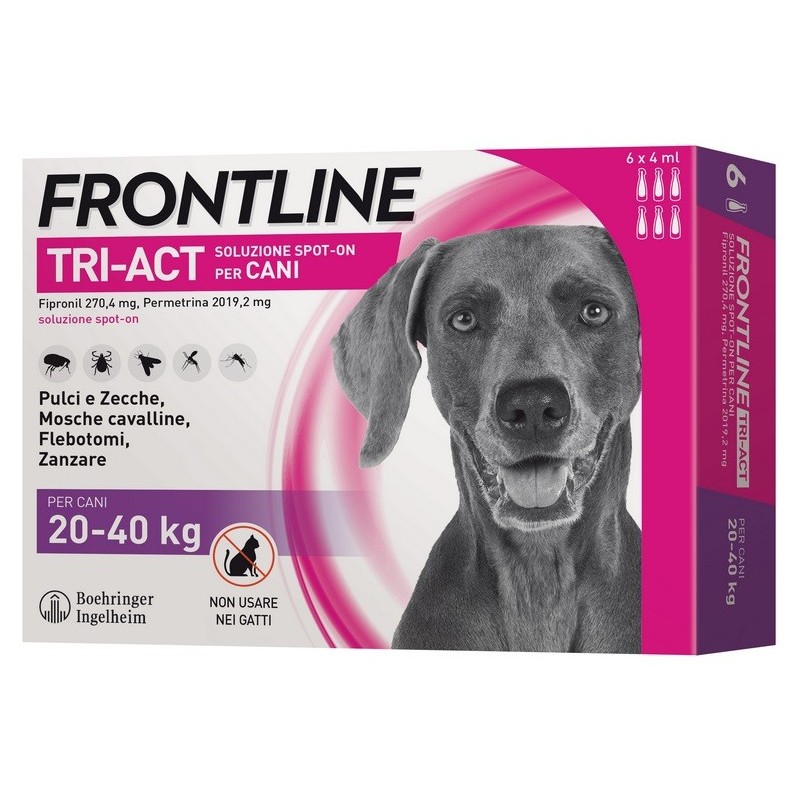 FRONTLINE TRI-ACT CANI 20-40 KG 6 PIPETTE**spedizione gratis**