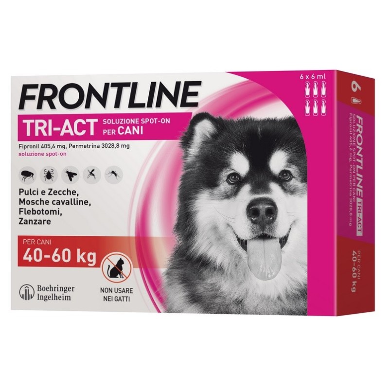 FRONTLINE TRI-ACT CANI 40-60 KG 6 PIPETTE**spedizione gratis**