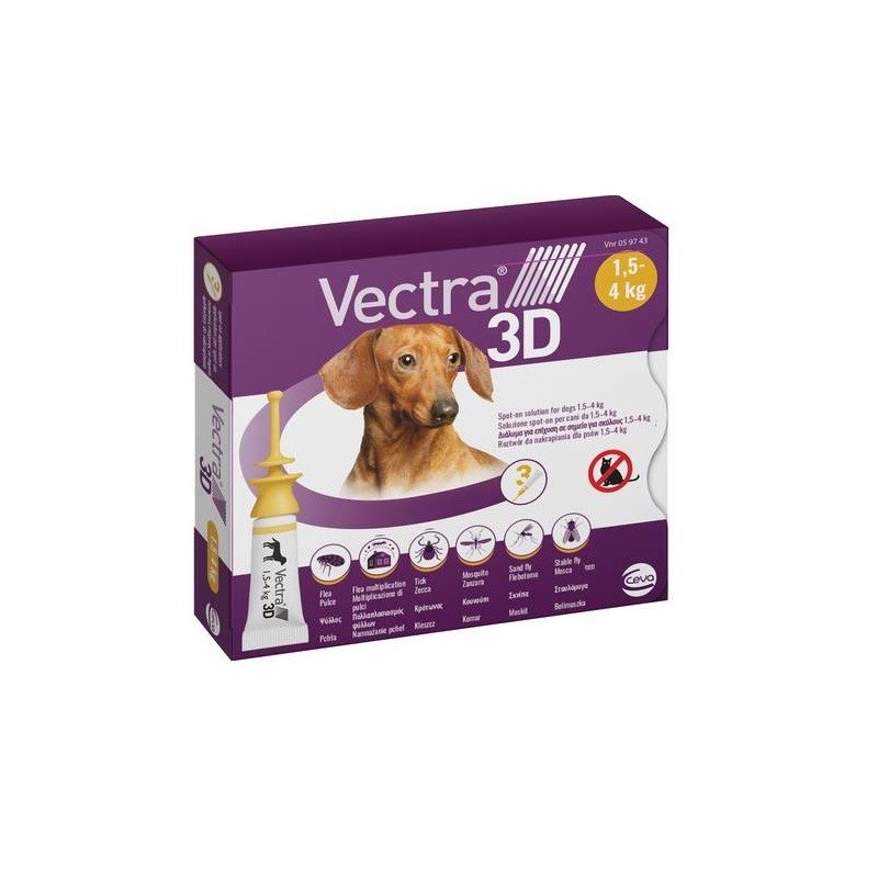 VECTRA 3D DOG 1,5-4 KG - 3 PIPETTE - ***SPEDIZIONE GRATUITA***