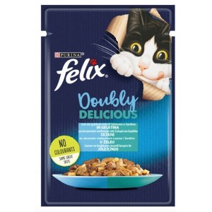 FELIX BUSTA DOUBLY DELICIOUS CON SARDINE E SALMONE  IN GELATINA GR 85