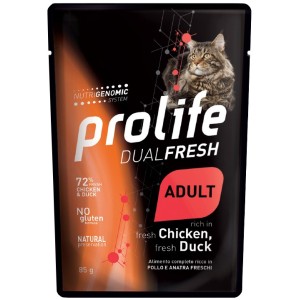 PROLIFE CAT BUSTA GR.85 DUAL FRESH ADULT FRESH CHICKEN, FRESH DUCK