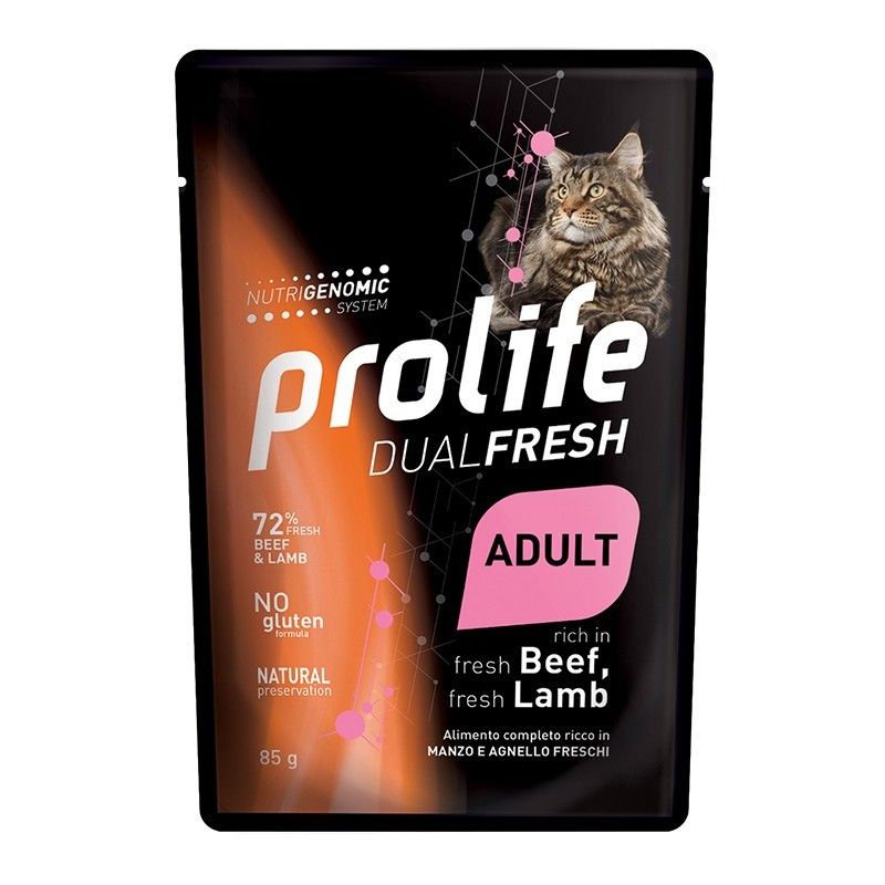 PROLIFE CAT BUSTA GR.85 DUAL FRESH ADULT FRESH BEEF, FRESH LAMB