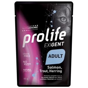 PROLIFE CAT BUSTA GR.85 EXIGENT ADULT SALMON, TROUT, HERRING (SALMONE TROTA ARINGA)