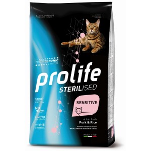 PROLIFE CAT STERILISED SENSITIVE ADULT PORK & RICE KG.7