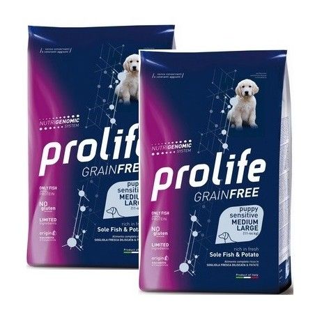 PROLIFE..DOG PUPPY SENS. SOLE FISH & POTATO - MEDIUM / LARGE KG. 10 *acquisto minimo 2 sacchi*prezzo riferito alla singola confe
