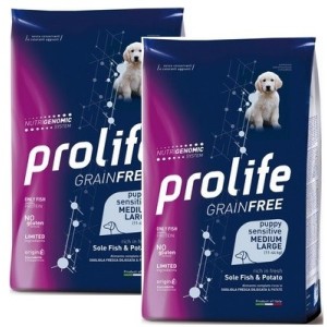 PROLIFE..DOG PUPPY SENS. SOLE FISH & POTATO - MEDIUM / LARGE KG. 10 *acquisto minimo 2 sacchi*prezzo riferito alla singola confe