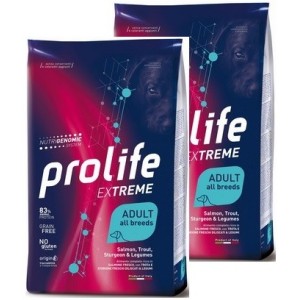 PROLIFE..DOG EXTREME ADULT SALMON, TROUT, STURGEON & LEGUMES - ALL BREEDS KG. 10 *acquisto minimo 2 sacchi*prezzo riferito alla 