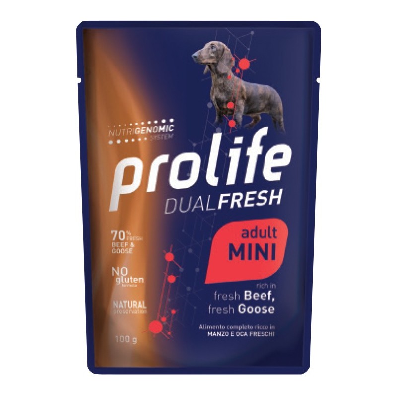 PROLIFE DOG BUSTA GR. 100 ADULT FRESH BEEF, FRESH GOOSE - MINI