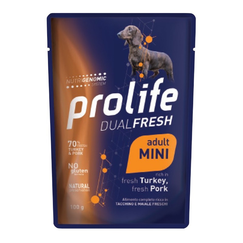 PROLIFE DOG BUSTA GR. 100 ADULT FRESH TURKEY, FRESH PORK - MINI
