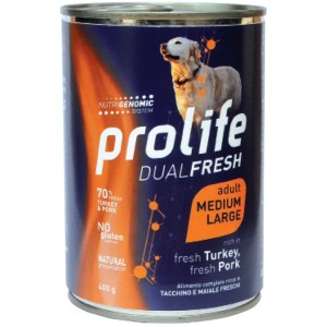 PROLIFE DOG ADULT FRESH TURKEY, FRESH PORK - MEDIUM/LARGE GR.400