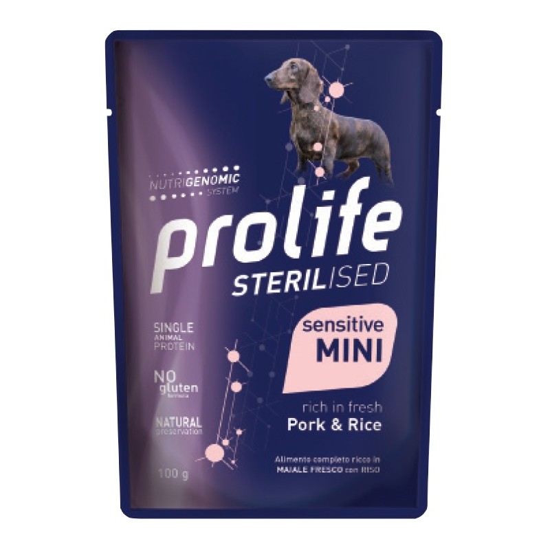 PROLIFE DOG BUSTA GR. 100 STERILISED SENS. ADULT PORK & RICE - MINI