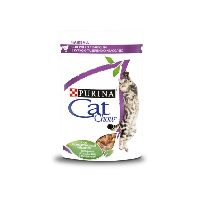 PURINA CAT CHOW BUSTA HAIRBALL POLLO E FAGIOLINI GR. 85