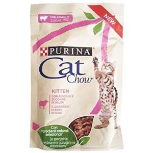 PURINA CAT CHOW BUSTA KITTEN AGNELLO E ZUCCHINE GR. 85