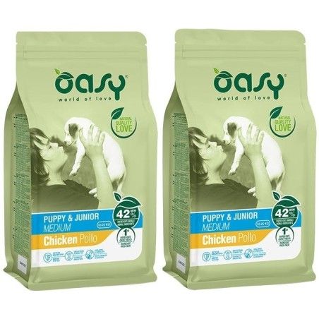 OASY DOG PUPPY JUNIOR MEDIUM POLLO KG. 12 *acquisto minimo 2 sacchi*prezzo riferito alla singola confezione*