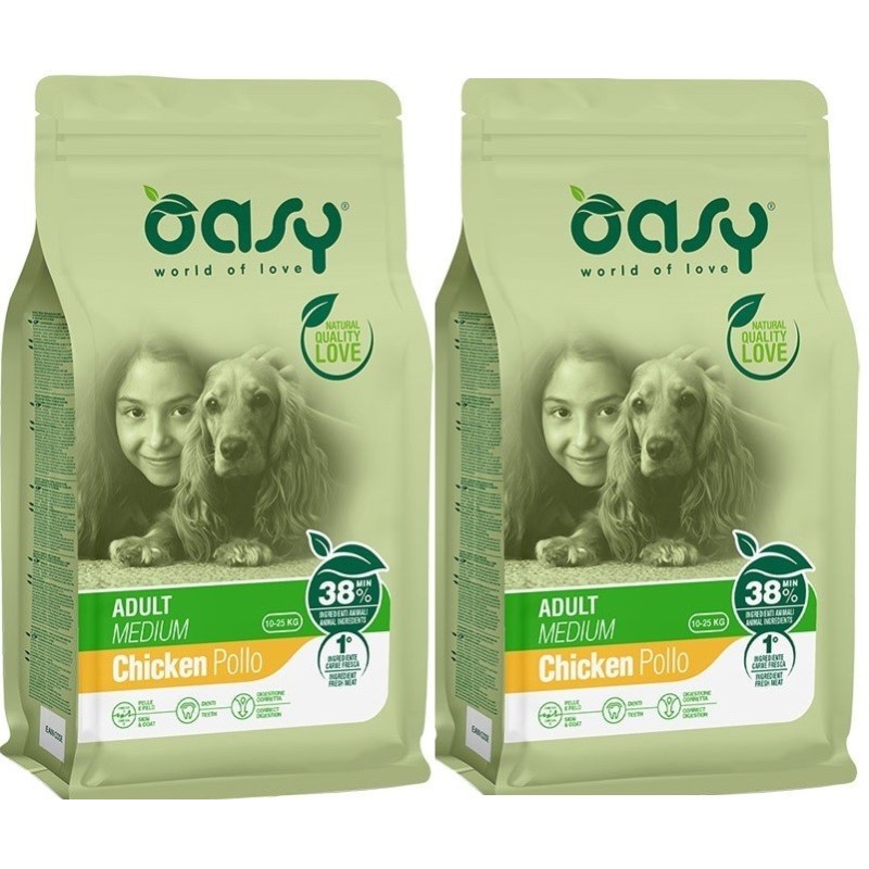 OASY DOG MEDIUM ADULT POLLO KG. 12 **acquisto minimo 2 sacchi*prezzo riferito alla singola confezione* ***SPEDIZIONE GRATUITA***