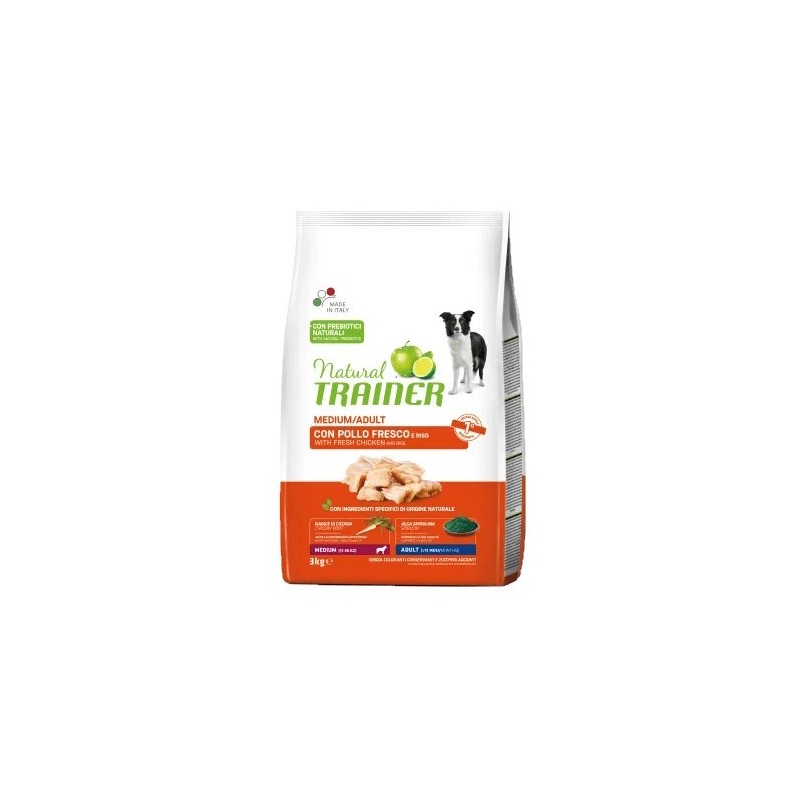 TRAINER DOG NATURAL ADULT MEDIUM CON POLLO FRESCO E RISO KG. 12