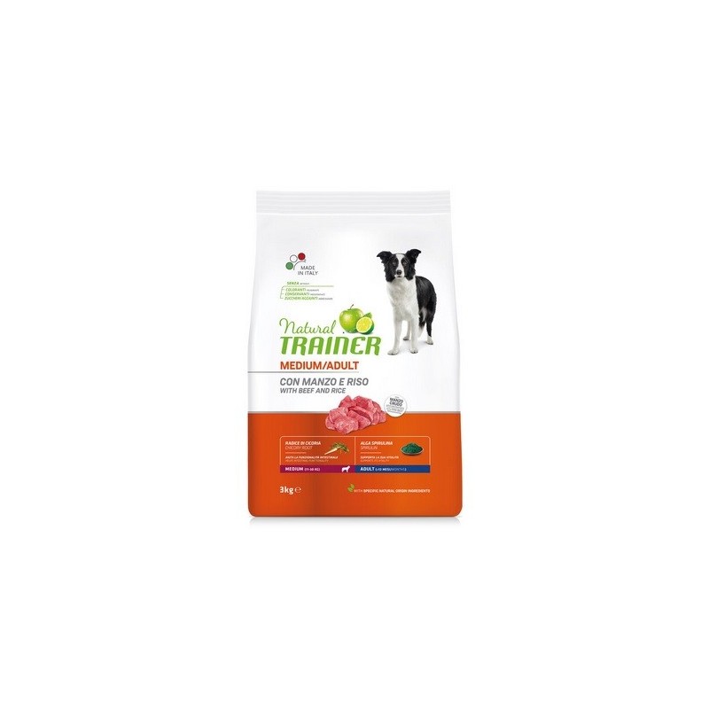 TRAINER DOG NATURAL ADULT MEDIUM CON MANZO E RISO KG. 3