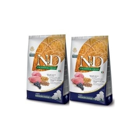 FARMINA N&D ANCESTRAL LOW GRAIN PUPPY MEDIUM/MAXI  AGNELLO E MIRTILLO KG. 12 *acquisto minimo 2 sacchi*prezzo riferito alla sing