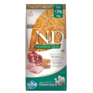 FARMINA N/D SELECTION ANCESTRAL GRAIN ADULT MEDIUM/MAXI POLLO KG. 12 + 3 OMAGGIO