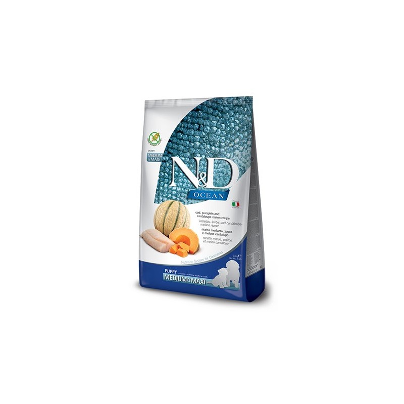 FARMINA N&D OCEAN PUPPY MEDIUM/ MAXI MERLUZZO ZUCCA MELONE KG. 12