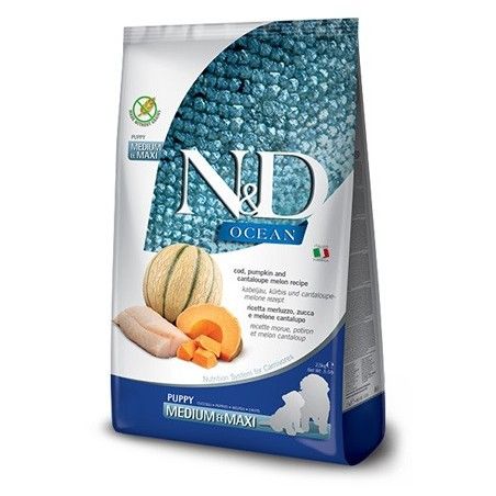 FARMINA N&D OCEAN PUPPY MEDIUM/ MAXI MERLUZZO ZUCCA MELONE KG. 12