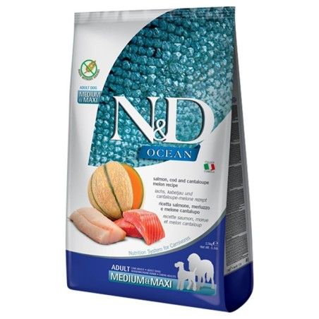 FARMINA N&D OCEAN ADULT MEDIUM/ MAXI SALMONE MERLUZZO E MELONE KG. 12