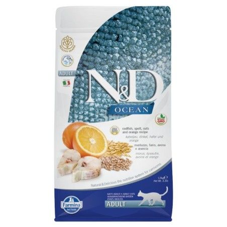 FARMINA N&D CAT OCEAN ADULT MERLUZZO FARRO AVENA  ARANCIA GR. 300
