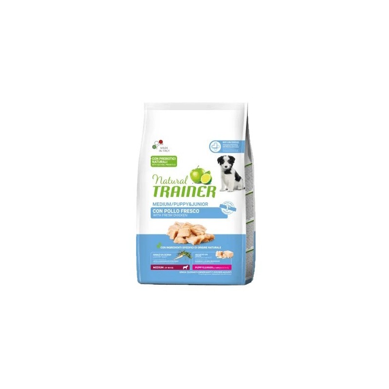 TRAINER DOG NATURAL PUPPY & JUNIOR MEDIUM CON POLLO FRESCO KG. 12